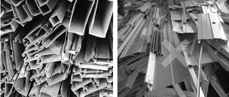 選用廢鋁，強度差，壽命短，容易褪色